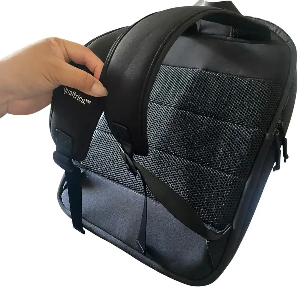 Qualtrics Black on Black Waterproof Backpack with Pockets - Laptop Bookbag NEW